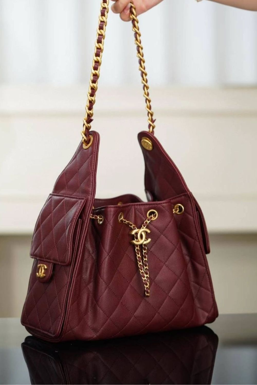 Chanel 25 Hobo bag Burgandy - Image 5